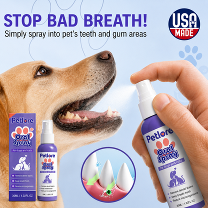 Petlore™ Oral Spray – Fresh Breath & Healthy Teeth for Dogs & Cats